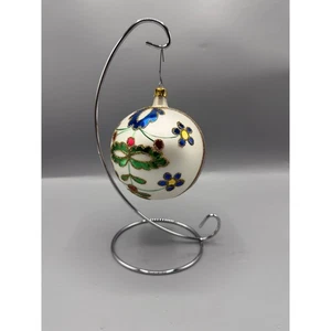 1992 Christopher Radko TIFFANY ALPINE FLOWERS #92-162-0 Glass 4"D Ball Ornament - Picture 1 of 5