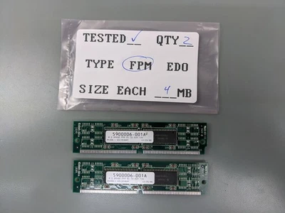 (2) Goldenram 4MB FPM SIMMs, 72-pin RAM Memory Sticks (8MB Total) - Image 1 of 3