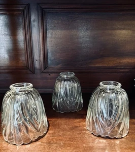 Ceiling Fan Replacement Shades Lot Of 3 Clear Scalloped Edge Tulip Shape - Picture 1 of 10