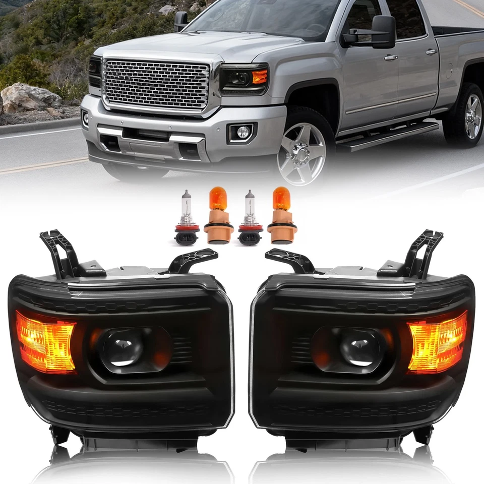 Par de faros proyectores izquierda+derecha para GMC Sierra 1500 2500HD 3500HD 2014-2019 Foto 1 de 4