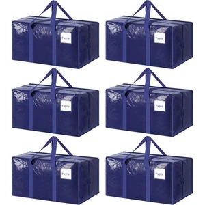 6 Pack Extra Heavy Duty Large Moving Bags with Strong Zipper & Comfortable Ha... - Picture 1 of 7