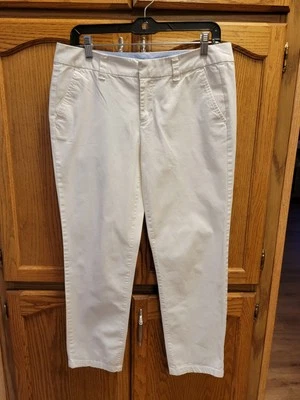 Ladies White Stretch Casual Tapered Leg Pants By Stylus Sz 6 Inseam 26” - Image 1 of 4