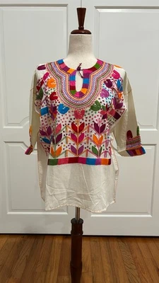 Vintage Mexican Chiapas Hand embroidered blouse. - Image 1 of 4