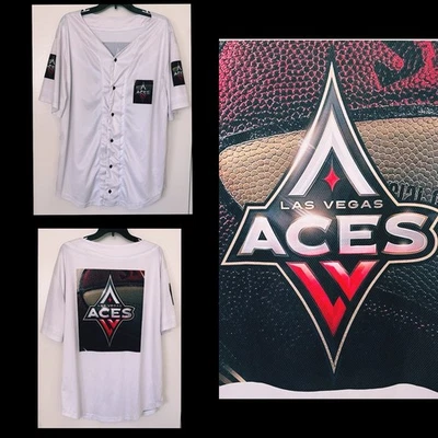 LAS VEGAS ACES WNBA Short Sleeve Baseball Button-Up  Jersey Size Large - Image 1 of 4