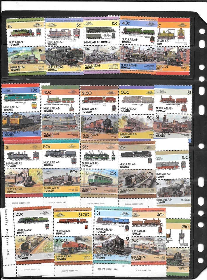 TUVALU NUKULAELAE SC#1-20 1984-6 火车/LOCOMOTVIES MNH XF 旧邮票套装 — 第 1/1 张图片