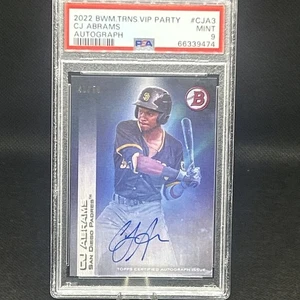 2022 Bowman VIP Party Cj Abram’s #CJA3 Auto /50 PSA 9 - Picture 1 of 5