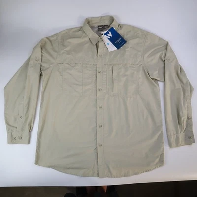 White Sierra Shirt Mens Large Long Sleeve Collared Button-down Nylon Beige UPF30 - Image 1 of 4
