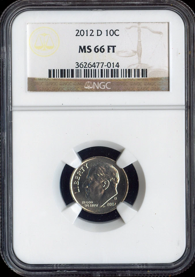 2012 D Roosevelt Dime NGC MS 66 FT QUALITY✔️ - Image 1 of 2