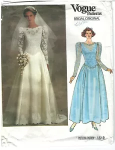 Vintage 1985 Vogue Patterns 1519 Bridal Original Petite Bridal Gown Size 12 cut - Picture 1 of 3