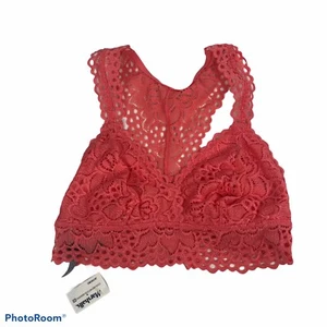 AERIE Junior Women’s Bra Sz Small Color Orange Lace Lightly Lined Pullover - Picture 1 of 6
