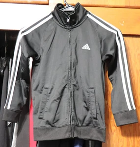 Adidas Little Boys Tricot Lightweight Track Jacket Full Zip Black Size 7 - Picture 1 of 3