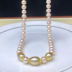 Collana di perle del mare del sud in oro rosa naturale 6-7 mm - Foto 1 di 5