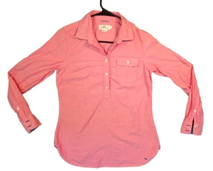 Vineyard Vines Women Pink 1/4 Button Long Sleeve Roll Tab Collared Shirt Size 2 - Picture 1 of 10