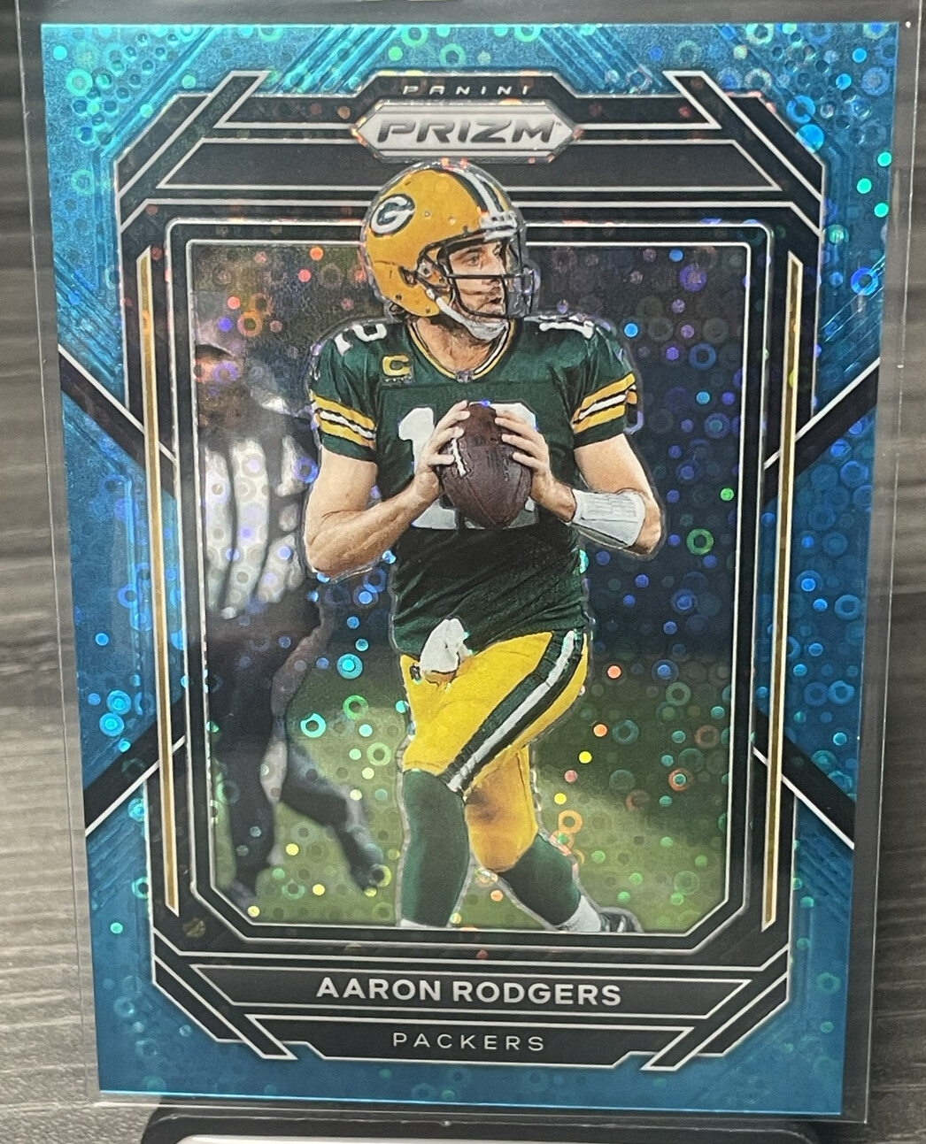 Aaron Rodgers 2022 Prizm No Huddle Blue Disco Prizm GB Packers 55/79 #103 Jets