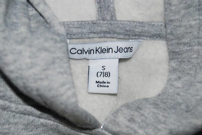 Vestido moletom com capuz Calvin Klein meninas urze cinza logotipo LS tamanho XS P M novo com etiquetas - Imagem 1 de 4
