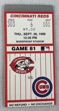 MLB 1996 09/26 Chicago Cubs at Cincinnati Reds Ticket-Eric Davis HR