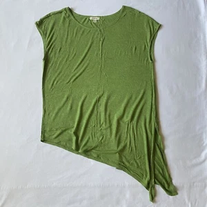 Max Studio Top L Green Sleeveless Asymmetrical Rayon Stretch Slit Lightweight - Picture 1 of 21