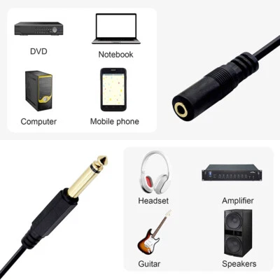 1/4" to 1/8" Adapter Cable 6.35mm TS Male to 3.5mm TRS Female Audio Amplifier - Image 1 of 4