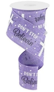 Believe Prayer Religious Christian Cross PURPLE Canvas Wired 2.5" Ribbon by Yard - Picture 1 of 2