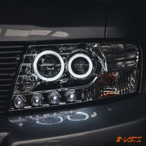 Crystal High Power LED Angel-Eyes Head lights for MITSUBISHI PAJERO 00-06 NM NP - Picture 1 of 11