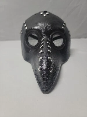 Plague Doctor Steampunk Mask Bird Beak Raven Crow Padded Black Chrome Stud Trim - Image 1 of 4