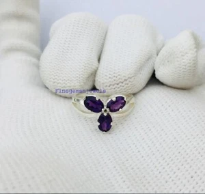 Naturale Ametista Gemme Con 925 Anello Argento Sterling per Donna #566 - Foto 1 di 3