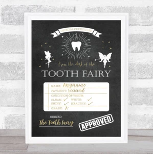Lista de verificación del hada de los dientes tiza certificado personalizado impresión de premio - Imagen 1 de 1