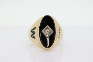 10k ONYX und Diamant Ring. Onyx und Diamant Gelbgold W 30 Jahre Jubiläum - Bild 1 von 6