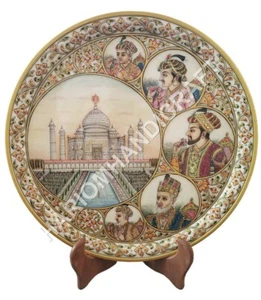 18" Marble Hand Painted Round Decorative Plates Minakari Jaipur Art Gifts E1377 - Picture 1 of 4
