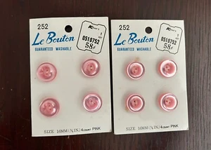 vtg Le Bouton Buttons round # 252 Pink pearlized ~concave ~ 5/8" ~ 2 holed - Picture 1 of 2