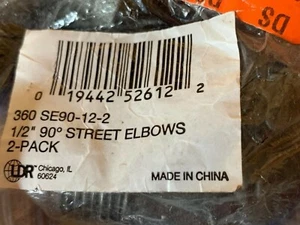 LDR 360 Pfeifendekor 1/2" schwarz Eisenrohr 90 Grad Straßenbogen (2er Pack) - Bild 1 von 7