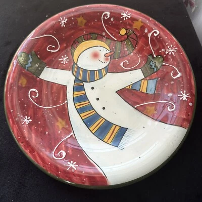 Susan Winget Natal boneco de neve prato 8 polegadas biscoitos sobremesa decoração certificado Intl - Imagem 1 de 3