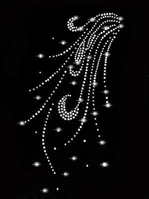 XL STRASS ORNAMENT WELLE RANKE BÜGELBILD HOTFIX APPLIKATION STRASSSTEINE groß - Bild 1 von 3