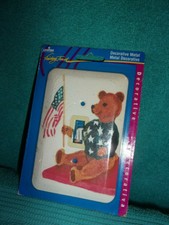 TEDDY BEAR w/ AMERICAN FLAG SINGLE LIGHT SWITCH COVER PLATE  