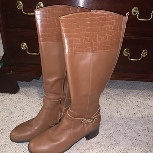 Marc Fisher Medium Calf Leather Tall Shaft Boots - Hailin Cognac 11M/wc Women - Picture 1 of 19