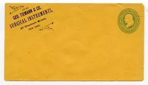 1870/71 papelería 1 centavo Franklin azul/naranja, instrumentos quirúrgicos Geo Tiemann - Imagen 1 de 2