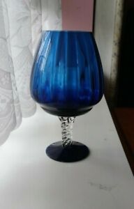 Vintage Retro  Blue Brandy Balloon Glass
