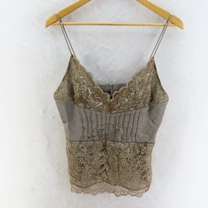 SEDUCE Womens Sz 12 Sleeveless Bronze V-Neck Lace Top Button Up Back - Picture 1 of 11