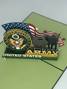 US Army 3D Pop Up Card US Military Father's Day US Tank Active Duty Land Force - Picture 1 of 3