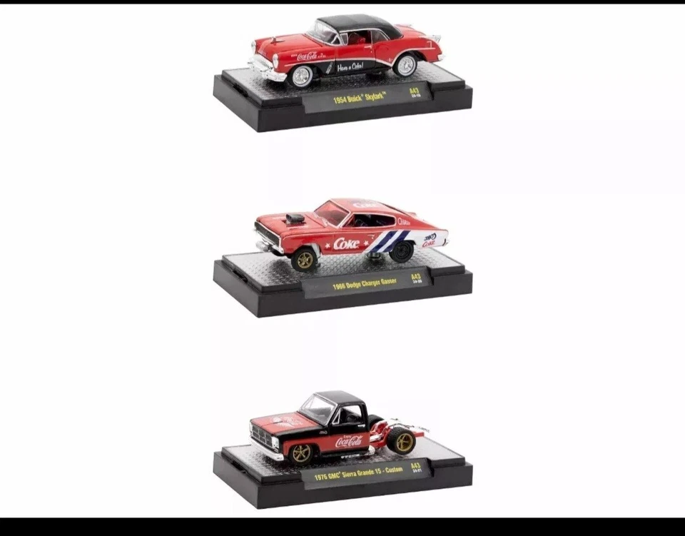 "COCA-COLA" 3 PC SET RELEASE 43 1/64 DIECAST MODEL CARS M2 MACHINES 52500-A43 - Image 1 of 1