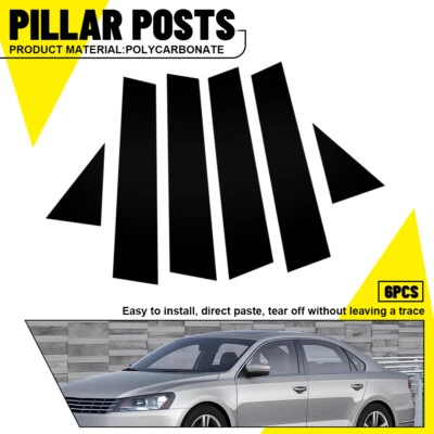 For 2011-2019 Volkswagen Passat 11-19 Window Pillar Posts Door Trim Covers Black Foto 1 de 4