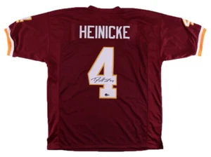 TAYLOR HEINICKE SIGNED WASHINGTON REDSKINS COMMANDERS #4 BURGUNDY JERSEY BECKETT - Picture 1 of 1