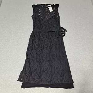 A Pea In The Pod Dress Women Large Maternity Black Midi Floral Lace Whimsygoth - Picture 1 of 9