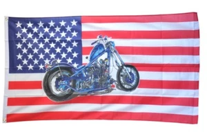 Fahne USA mit Motorrad ohne Adler Flagge amerikanische Hissflagge 90x150cm - Bild 1 von 1