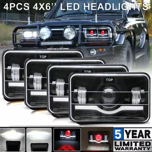 4PCS 4x6'' LED Headlights With Angel Eyes For Toyota Landcruiser 61 62 80 Series - Picture 1 of 11