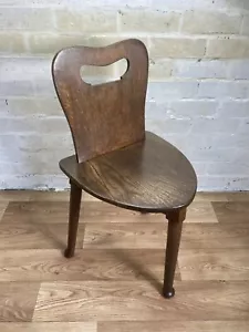 More details for an unusual mid-century oak european brutalist tripod chair