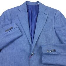 Robert Graham Reno Delave Linen Modern Fit Blue Blazer Jacket Mens Size 38R