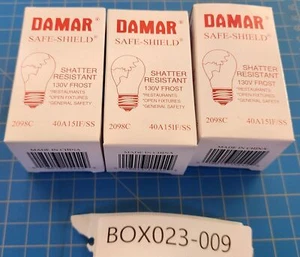 DAMAR SAFE SHIELD 2098C 40W 151F/SS BASE E26 IA15 INSIDE FROST BULB - LOT of 3 - Picture 1 of 4