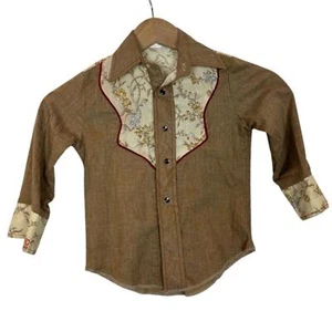 Vintage Kid Kountry Western Art Size: 4 Cowboy Shirt - Picture 1 of 7