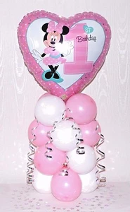 AGE 1 FOIL BALLOON TABLE DECORATION DISPLAY MINNIE MOUSE 1ST BIRTHDAY - Picture 1 of 4